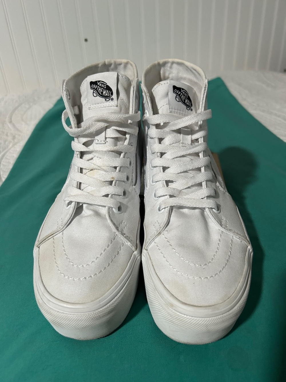 Vans White High-Top Platform Canvas Sneakers SZ: W8/M6.5